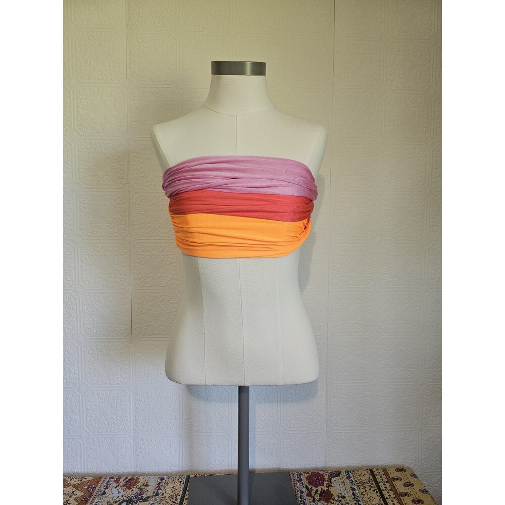 Micas Multicolor Tube Top - XXS Bandeaux Bralette Strapless Color Block Y2K Styl